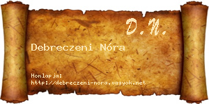 Debreczeni Nóra névjegykártya